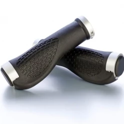 Giant JetBlack Ergo Lock On Grips, Black / Silver Rings